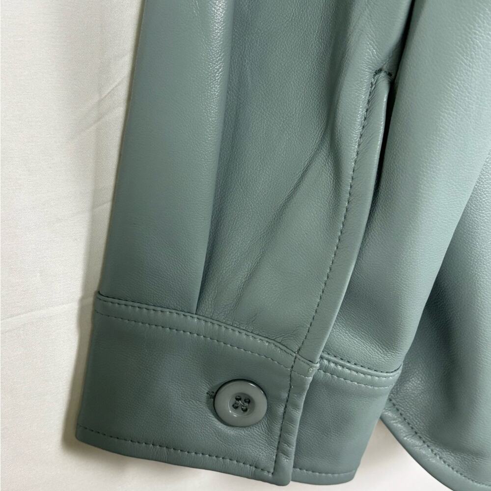 Allie Rose Shacket Jacket Vegan Leather Sage Green Large NWT - Picture 9 of 11